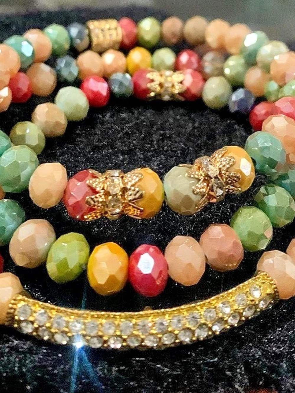 Beaded Stretch Bracelet Stack Multicolor Like New